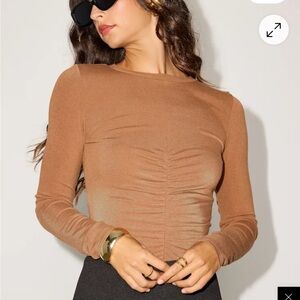 Lulu's Cinnamon Long Sleeve Ruched Top